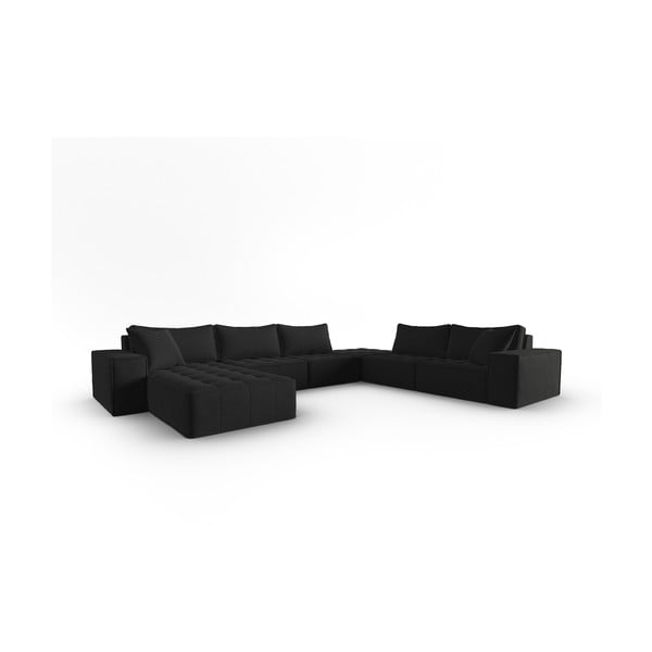 Kampinė sofa juodos spalvos (su dešiniuoju kampu) Mike – Micadoni Home