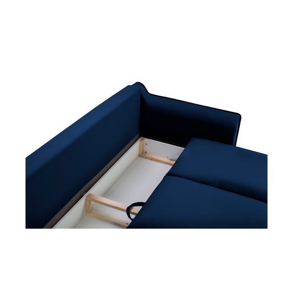 Mėlyna aksominė sofa-lova Kooko Home Basso-image-1