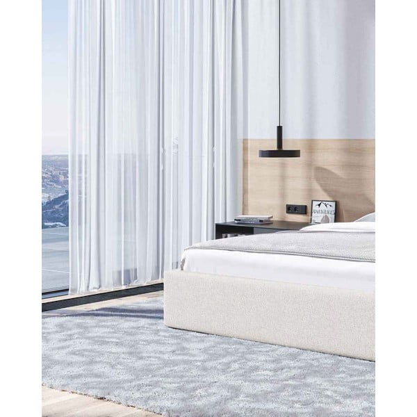 Smėlio spalvos minkšta dvigulė lova su daiktadėže ir grotelėmis 180x200 cm Bufo - MESONICA-image-4