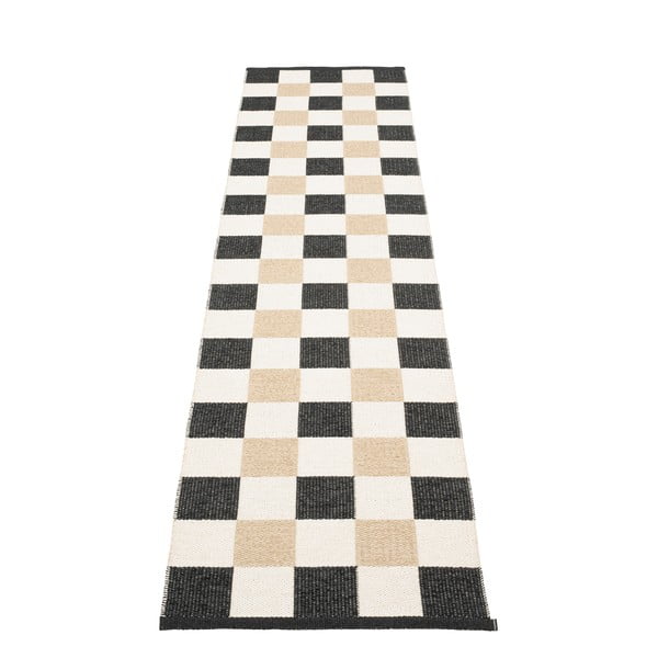 Juodos spalvos/kreminės spalvos lauko kilimas 70x300 cm Pix Black Vanilla – Pappelina