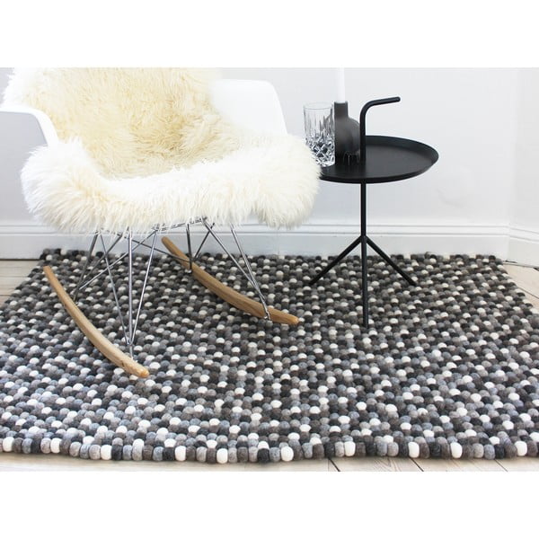 Pilkas vilnos kilimas Wooldot Ball Rugs, 100 x 150 cm-image-1