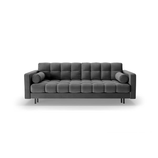 Tamsiai pilkos spalvos iš velveto sulankstoma/su sandėliavimo vieta sofa 222 cm Bali – Cosmopolitan Design