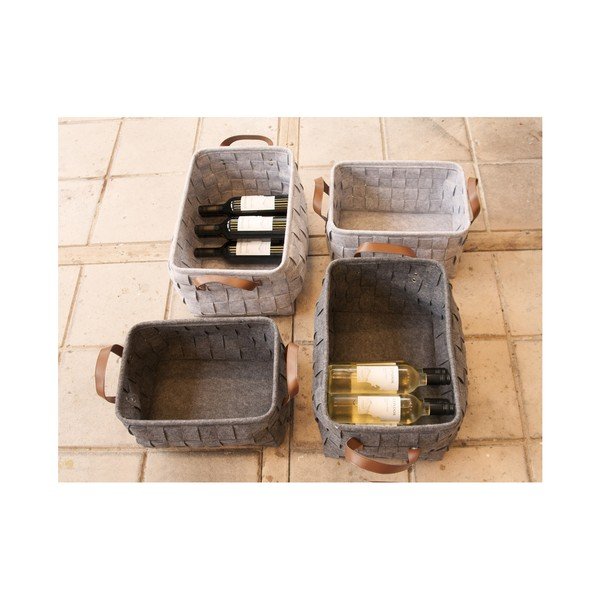 Šviesiai pilkas krepšys su odinėmis rankenomis PT LIVING Storage, 38 cm ilgio-image-1