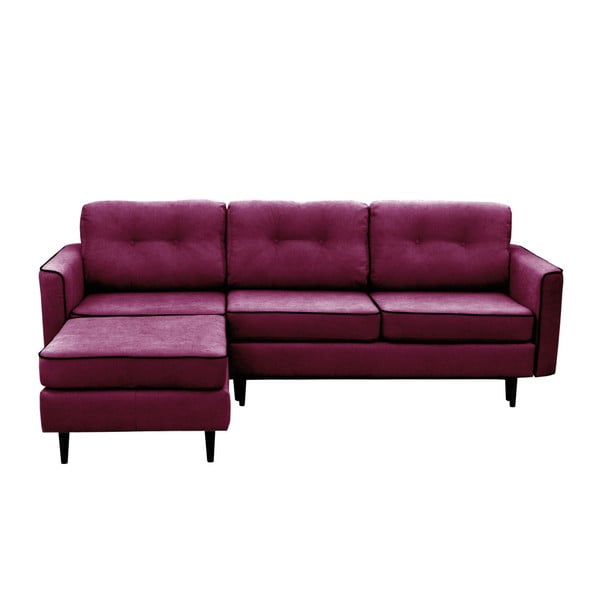 Violetinė sofa lova su juodomis kojomis Mazzini Sofos Dragonfly, kairysis kampas