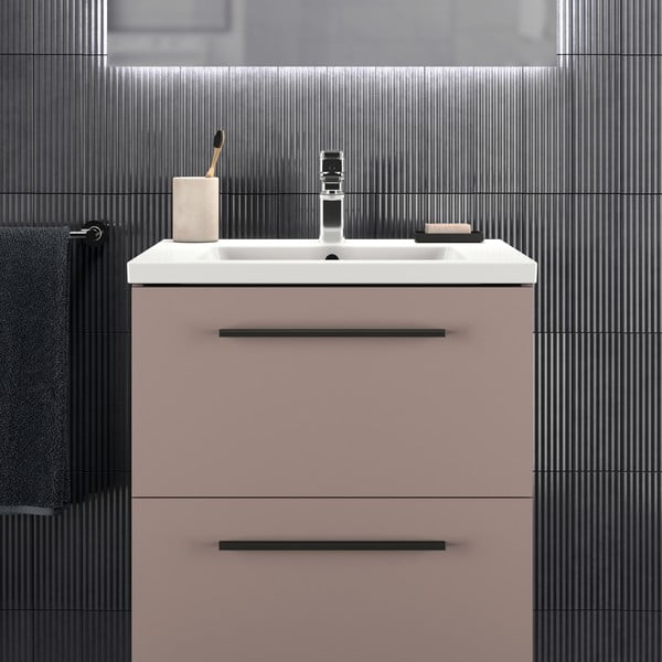 Pakabinama spintelė po kriaukle pilkos spalvos/smėlio spalvos 60x63 cm i.Life B – Ideal Standard-image-1