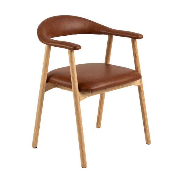 Iš dirbtinės odos valgomojo kėdės konjako rudos spalvos/natūralios spalvos 2 vnt. Addi – Actona