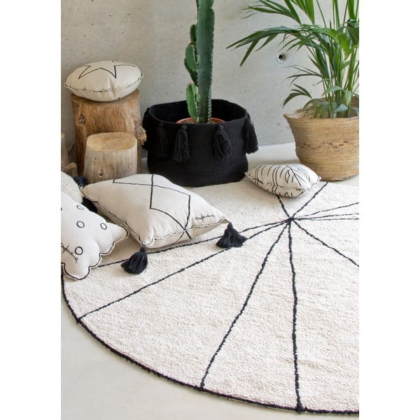 Skalbiamas/rankų darbo iš medvilnės apvalios formos kilimas kreminės spalvos ø 160 cm Trace Beige – Lorena Canals-image-1