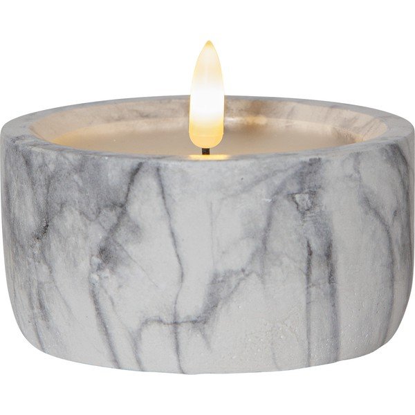 Pilkai baltos spalvos betoninė LED žvakė Star Trading Flamme Marble, aukštis 7,5 cm