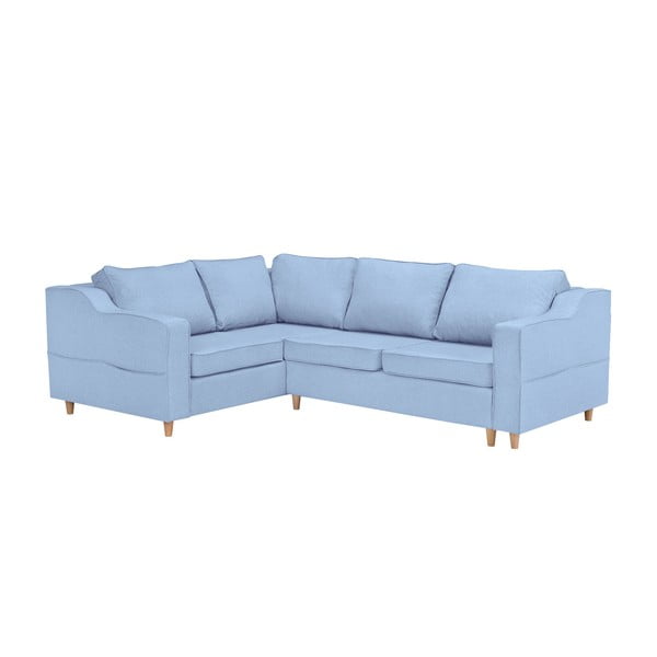 "Mazzini Sofas Jonquille" keturių vietų sofa-lova, šviesiai mėlyna, kairysis kampas