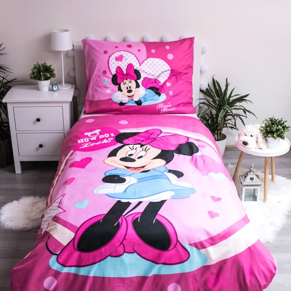 Viengulė vaikiška patalynė iš mikropluošto 140x200 cm Minnie Sweet Like Me – Jerry Fabrics-image-1