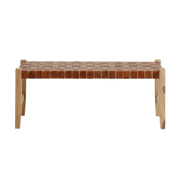 Konjako rudos spalvos/natūralios spalvos iš odos suolas Calixta – Kave Home