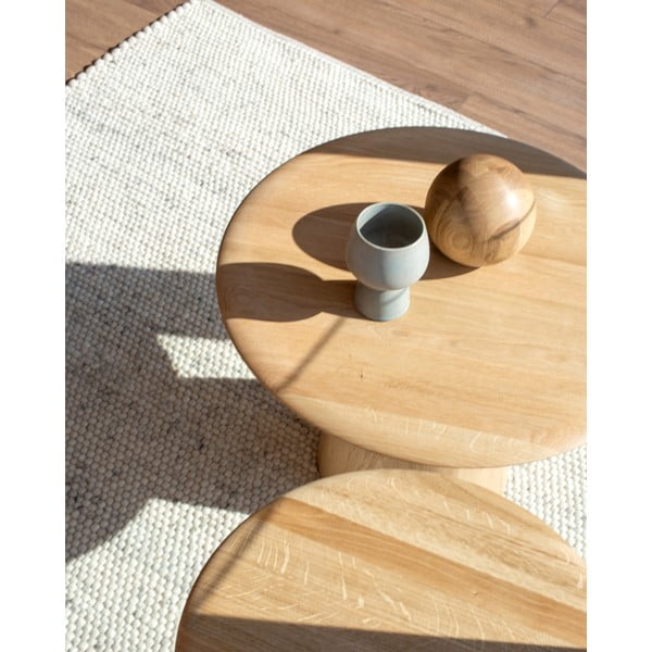 Apvalios formos šoninis stalas iš ąžuolo masyvo ø 40 cm Mushroom – Gazzda-image-3