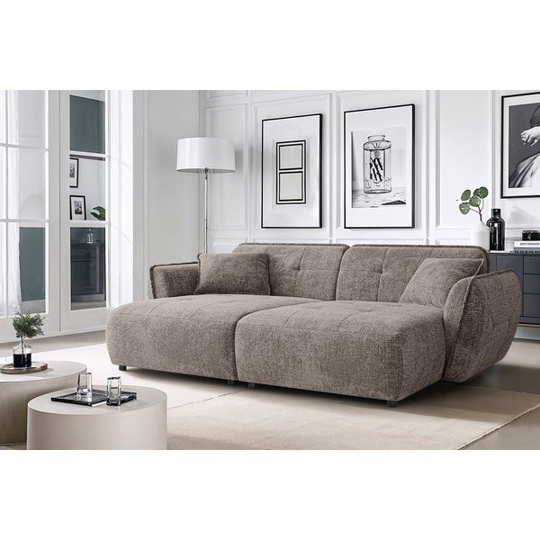 Taupe spalvos sofa iš šenilinio audinio su gultu 252 cm Nelia Big – Ropez-image-1