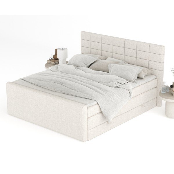Smėlio spalvos spyruoklinė lova su sandėliavimo vieta 200x200 cm Ava – Maison de Rêve-image-4
