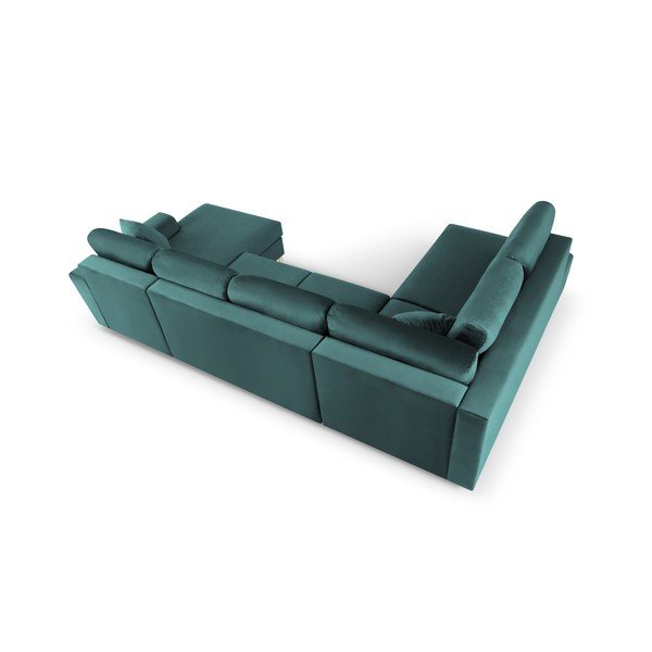 Smaragdinės spalvos iš velveto sulankstoma/su sandėliavimo vieta kampinė sofa (su kairiuoju kampu/„U“ formos) Kyoto – Cosmopolitan Design-image-4