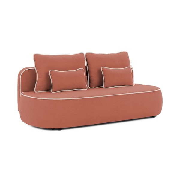 Rožinės spalvos/šviesiai pilkos spalvos sulankstoma/su sandėliavimo vieta vaikiška sofa iš velveto 210 cm Saga – Ropez