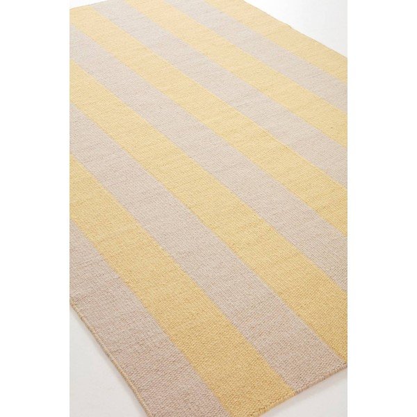 Rankų darbo geltonos spalvos/smėlio spalvos iš vilnos mišinio kilimas 200x300 cm Sissel – Jotex-image-4
