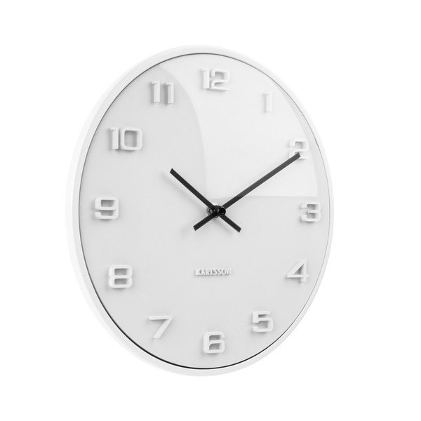 Baltas sieninis laikrodis "Karlsson Elevated", ⌀ 25 cm-image-1