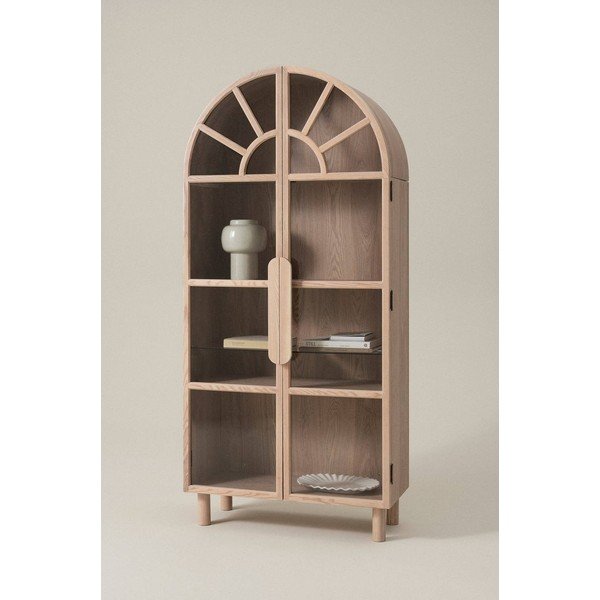 Šviesios natūralios spalvos vitrina iš uosio 90x195x40 cm Sandor – Jotex-image-1