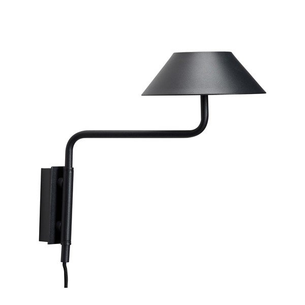 Juodos spalvos iš metalo sieninė lempa LED su pritemdymo funkcija su kištuku ø 30 cm Cover – Hübsch-image-3