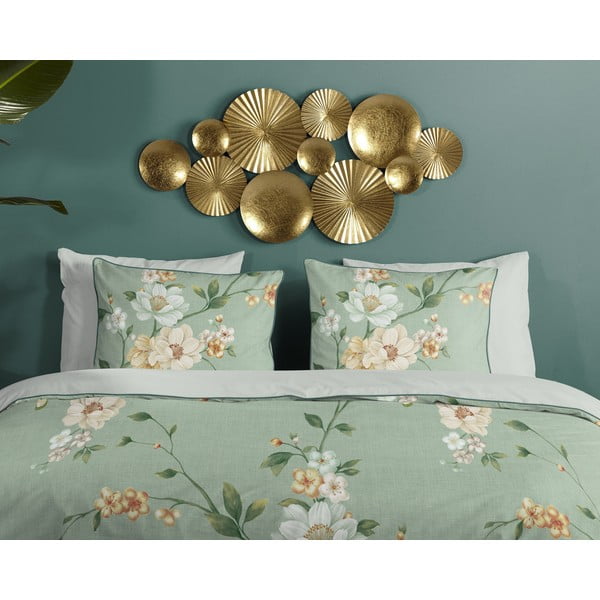 Žalios spalvos iš satino medvilnės viengulė/itin ilga patalynė 140x220 cm Sizena – Descanso-image-2