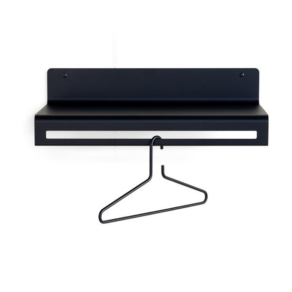 Juodos spalvos iš metalo sieninė lentyna su lentyna 60 cm Sway – Spinder Design-image-4