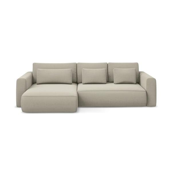 Smėlio spalvos iš velveto sulankstoma/su sandėliavimo vieta kampinė sofa (su kairiuoju kampu/su gultu) Kapua – Makamii