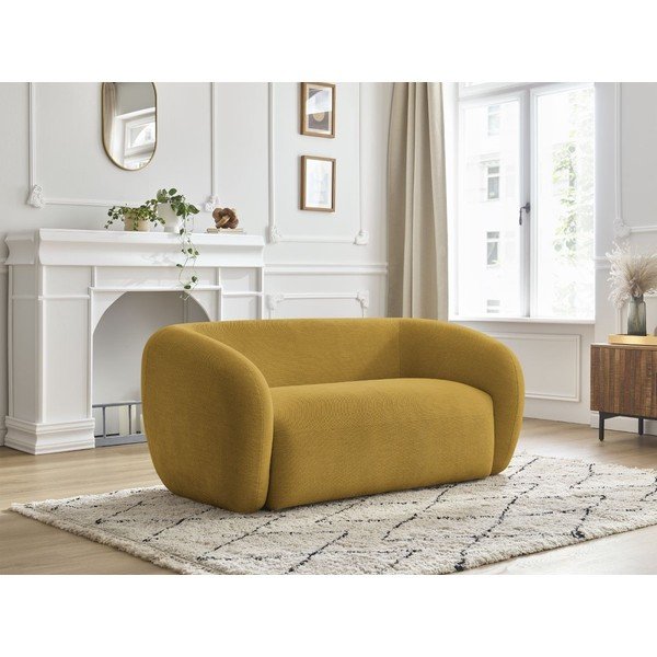 Geltonos spalvos sofa iš šenilinio audinio 160 cm Celine – Bobochic Paris-image-1
