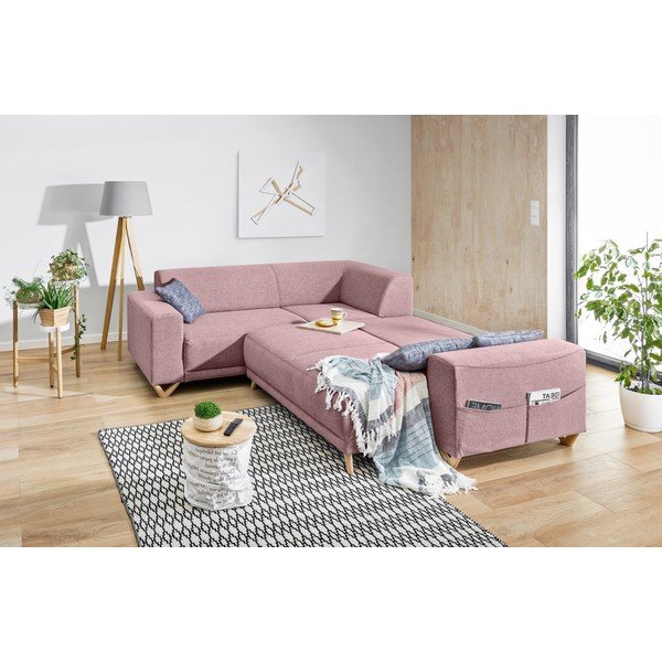Rožinės spalvos sulankstoma/su sandėliavimo vieta kampinė sofa (su kairiuoju kampu/„L“ formos) Classy Sophie – Miuform-image-4