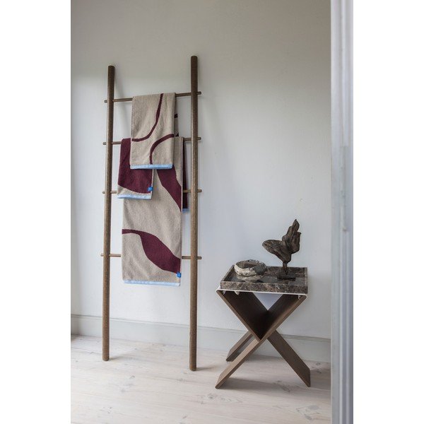 Bordo spalvos/pilkai smėlinės spalvos iš frote audinio iš organiškos medvilnės vonios rankšluostis 70x133 cm Nova Arte  – Mette Ditmer Denmark-image-1