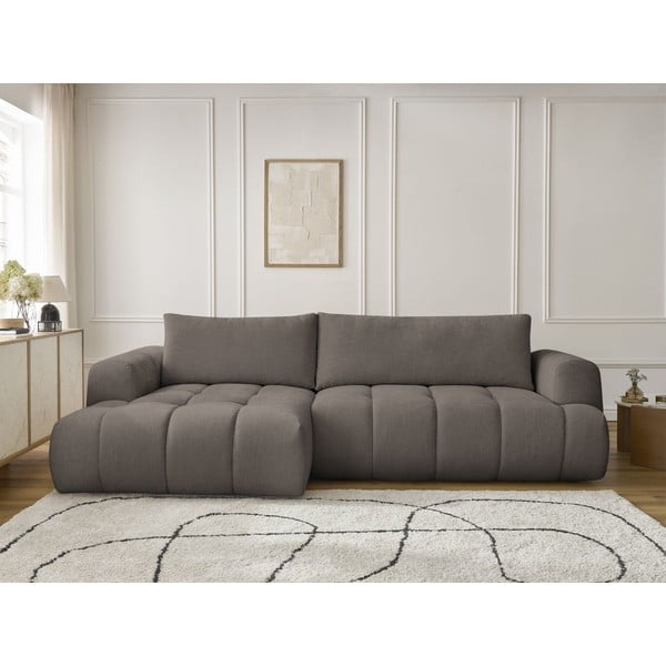 Taupe spalvos sulankstoma/su sandėliavimo vieta kampinė sofa (su kairiuoju kampu/su gultu) Fuji – Bobochic Paris-image-1