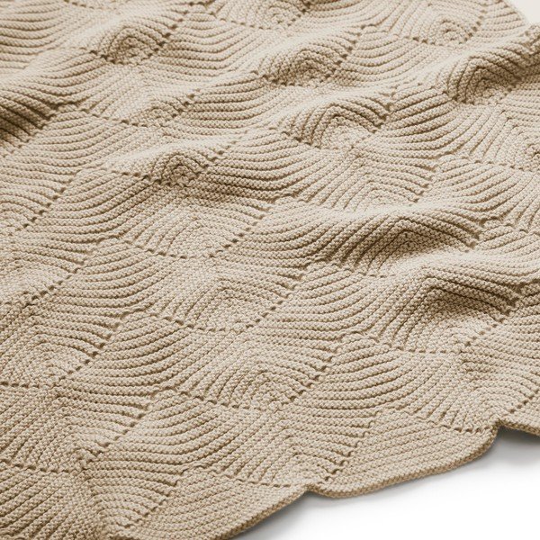 Smėlio spalvos iš organiškos medvilnės megztas vaikiškas pledas 80x100 cm Almond – Cam Cam Copenhagen-image-3