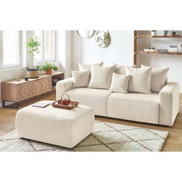 Kreminės spalvos velvetinis pufas Bobochic Paris Envy-image-4