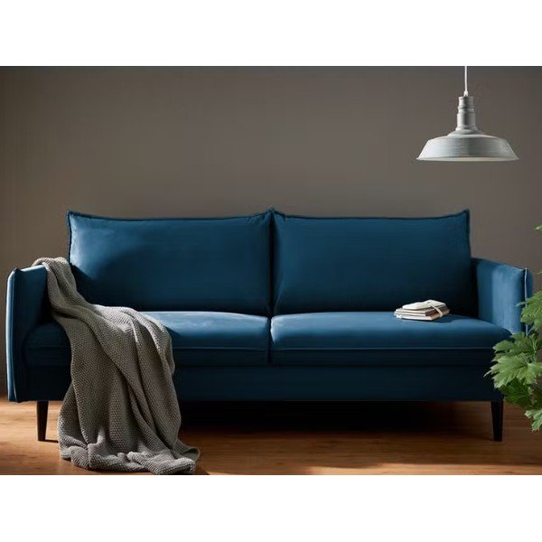 Tamsiai mėlynos spalvos iš velveto sofa 203 cm Juli – Ropez-image-1