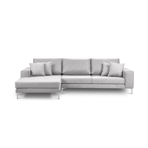Šviesiai pilka kampinė sofa "Cosmopolitan Design Cartegena", kairysis kampas