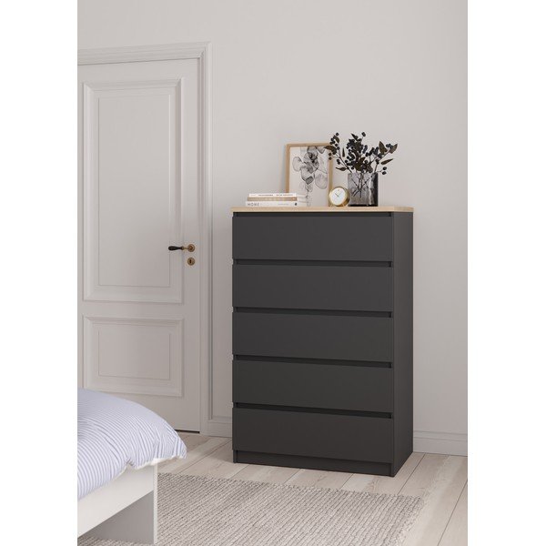 Tamsiai pilkos spalvos šoninė spintelė 77x121x50 cm Naia – Tvilum-image-1