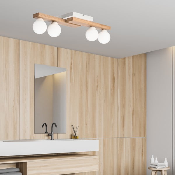 Lubinis šviestuvas baltos spalvos/natūralios spalvos ø 12 cm su stiklo gaubtu Cortina – LAMKUR-image-3