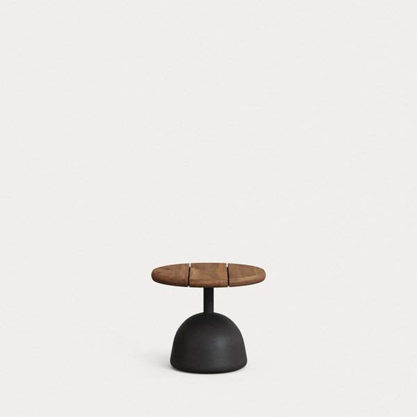 Apvalios formos sodo kavos staliukas su akacijos stalviršiu ø 43 cm Saura – Kave Home-image-1