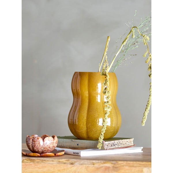Iš stiklo  rankų darbo vaza rudos spalvos (aukštis 20 cm) Pumpkin – Bloomingville-image-1