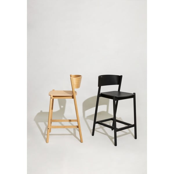 Baro taburetė natūralios spalvos iš ąžuolo (sėdynės aukštis 75 cm) Oblique – Hübsch-image-1