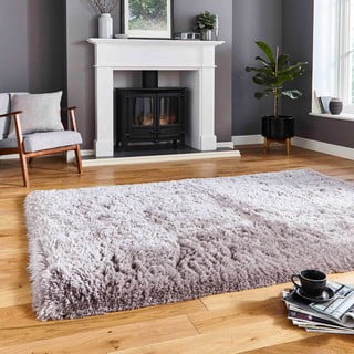 Šviesiai pilkas rankomis siūtas kilimas Think Rugs Polar PL Light Grey, 60 x 120 cm