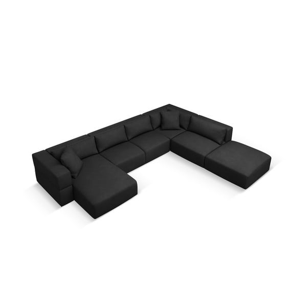 Kampinė sofa juodos spalvos (su dešiniuoju kampu/„U“ formos) Esther – Milo Casa-image-2