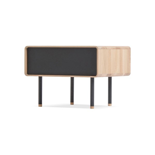 Ąžuolo medžio naktinis staliukas su juodu stalčiumi Gazzda Fina-image-2