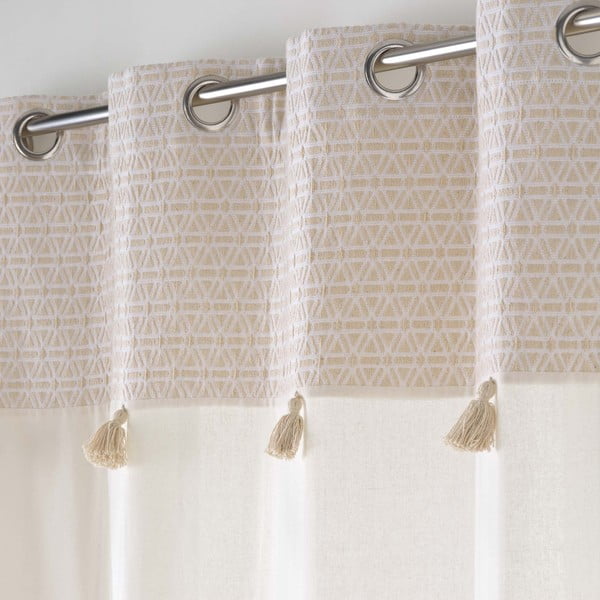 Baltos spalvos/smėlio spalvos iš medvilnės mišinio užuolaida 140x240 cm Milano – douceur d'intérieur-image-2