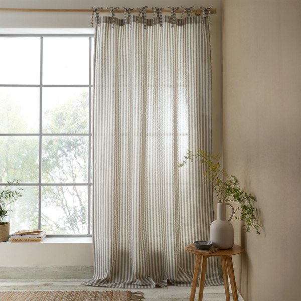 Pilkos spalvos užuolaida 140x229 cm Zanzibar Woven Stripe – Pineapple Elephant-image-1