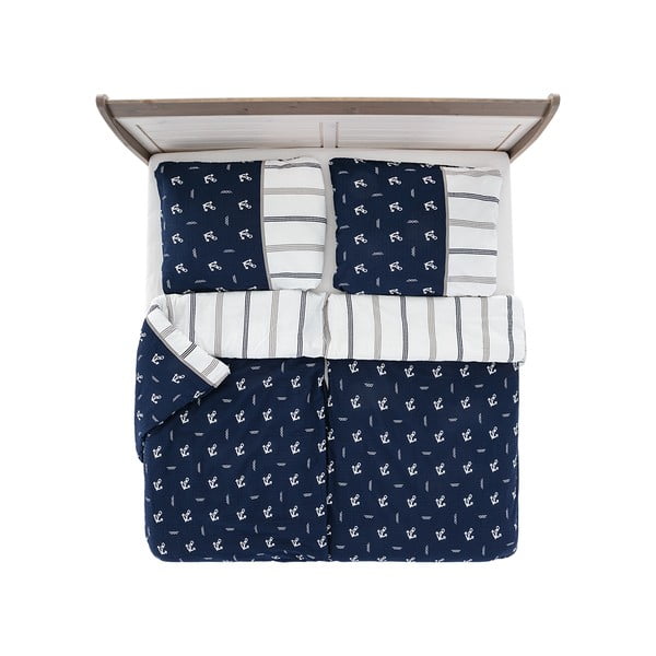 Viengulė patalynė tamsiai mėlynos spalvos iš banguotos tekstūros 140x200 cm Exclusive – B.E.S.-image-2