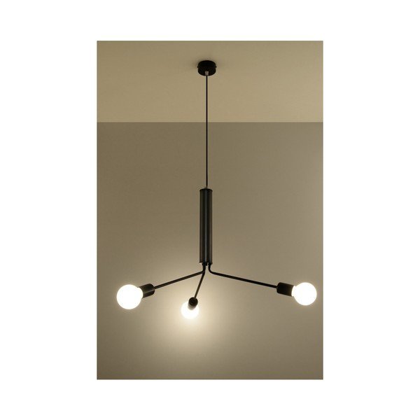 Juodos spalvos kabantis šviestuvas ø 74 cm su metaliniu gaubtu Donato – Sollux-image-1