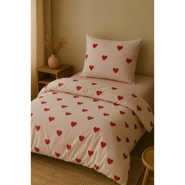 Rožinės spalvos viengulė/itin ilga patalynė su paklode/3 dalių 160x220 cm Red Heart – Mila Home-image-1