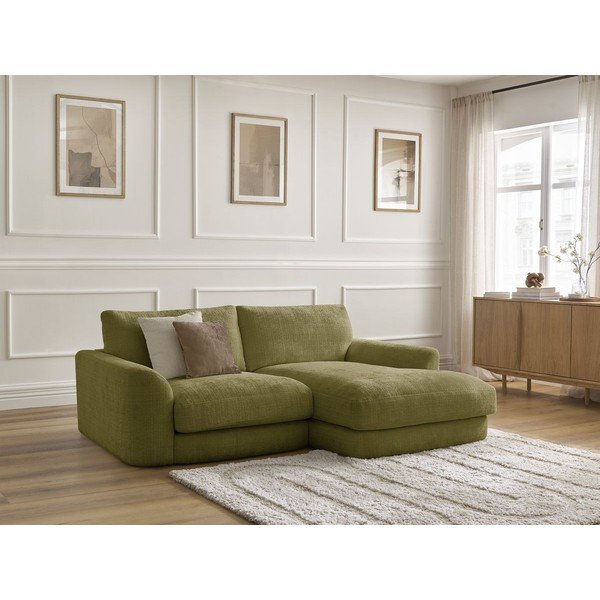 Khaki spalvos kampinė sofa iš šenilinio audinio (su dešiniuoju kampu/su gultu) Leonore – Bobochic Paris-image-3