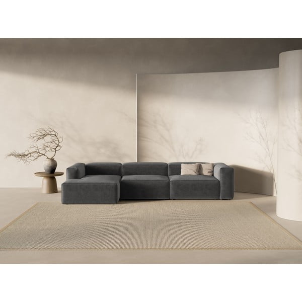 Tamsiai pilkos spalvos kampinė sofa (su kairiuoju kampu/su gultu) Bergamo – Cosmopolitan Design-image-1